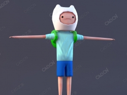 探险时光动画芬恩默滕斯卡通角色C4D模型fully rigged finn the human