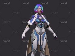 科幻机甲女战士C4D模型 Sci-Fi Armor Girl