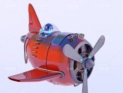 赛博朋克小飞机卡通飞机C4D模型
