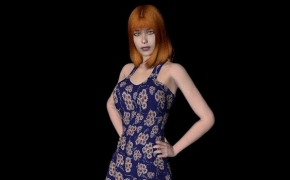 国外金发花裙女性C4D模型 People 3d