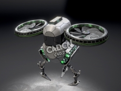 科幻无人机飞行器绑定动画C4D模型下载 Buster Drone