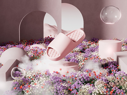 C4D OC花园里的女性拖鞋创意场景模型