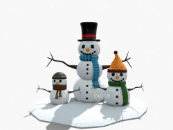 C4D冬季雪人卡通人物模型