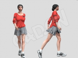 穿短裙运动服装健走的女孩C4D模型