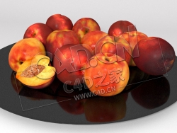 果盘油桃桃子水果C4D模型 Nectarine plate
