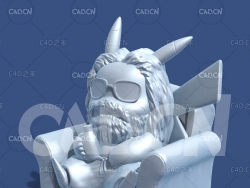 口袋妖怪雷神长胡子的皮卡丘动漫卡通角色雕塑C4D模型 Pikachu X Thor