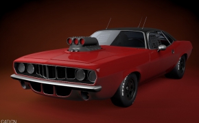 红色跑车C4D模型 Street Dragster