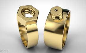 黄金螺母吊环C4D模型 Rings