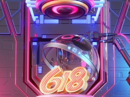 618电商3D立体赛博朋克风促销展台场景工程