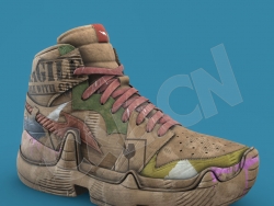 牛皮登山鞋运动鞋C4D模型 hiking shoes