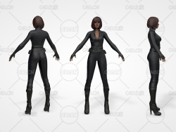 黑色皮衣女间谍 女战士 Spy Girl 3D model