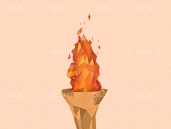 低面多边形燃烧的火炬动画C4D工程Torch animation