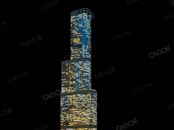 夜间摩天大楼办公楼写字楼C4D模型 Archmodels Vol.103_Night Skyscrapers - model-55