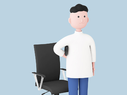 办公椅前站立的商务男孩人物C4D OCTANE模型下载