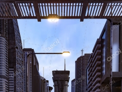 C4D OCTANE城市街区行驶的蝙蝠战车科幻场景模型