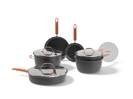 炒菜锅平底锅煎锅汤锅奶锅黑锅套装C4D模型下载