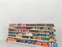 罐装食品货架瓶子罐子盒子食品C4D模型