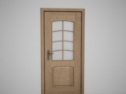 厨房8格玻璃木门黄色原木门C4D模型下载 Door model