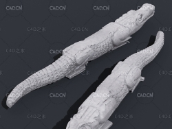 石雕鳄鱼雕塑C4D模型 Stone crocodile sculpture