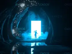 C4D OCTANE发光隧道人物科幻场景工程 Cinema 4D Octane Render Lighting Cave