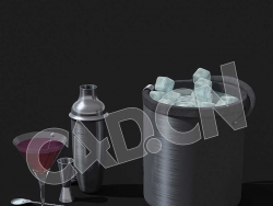 C4D鸡尾酒摇壶模型 Cocktail-and-Shaker 3d model