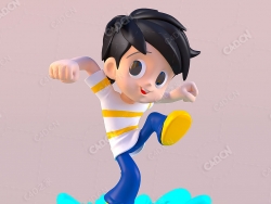 阳光男孩卡通人物角色C4D模型