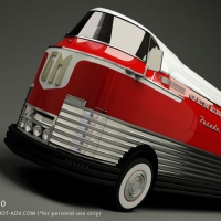 红色客车3d模型：GM FUTURLINER FREE 3D MODEL BY SHOT