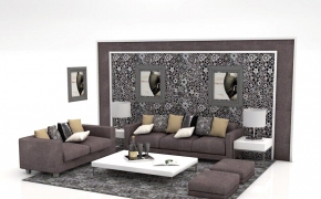 时尚简约客厅沙发组合C4D模型 Combined sofa 3D model