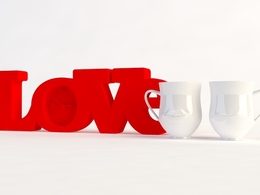 情侣杯+LOGO时钟C4D模型 clock love 3d model