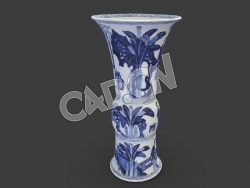 C4D中国古代青花瓷花瓶模型 Beaker Shaped Vase, From a Five Piece Garniture 1