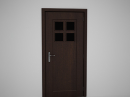 四方格玻璃压线木门C4D模型下载 Door model