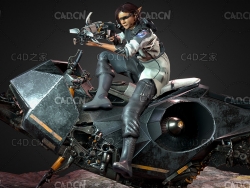 科幻飞行器外星女战警C4D模型 Sci-Fi Aircraft