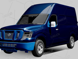 日产高顶封闭车厢货车运输车2022款C4D汽车模型下载