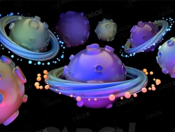 卡通星球场景背景元素C4D工程星球氛围活动场景工程