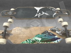 磨损破旧的四轮滑板C4D模型 skateboard