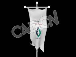 C4D旗杆上的竖直广告旗动画模型