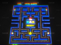 C4D吃豆人游戏迷宫场景模型