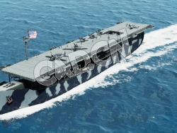 C4D海军舰艇军舰舰船-长岛号护航航空母舰护卫舰模型 Long island Escort Carrier