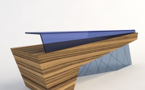 现代玻璃造型前台、接待桌、服务台C4D模型 Reception desk 3D models