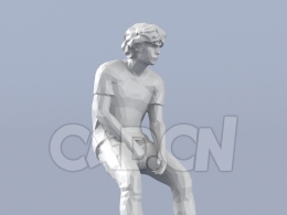 低面多边形卡通人物坐着的男孩模型