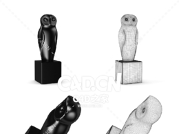 猫头鹰工艺品摆件C4D模型