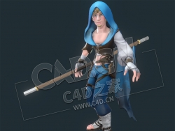 C4D拿棍子卡通国外少年模型 lee_pose_body