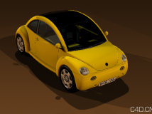 Beetle car model 黄色大众甲克虫汽车模型 (.C4D)