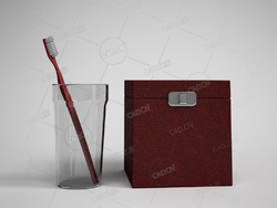 卫生间洗簌用具洗手间牙刷浴室牙缸方形盒子C4D模型