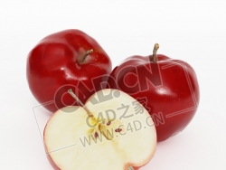 红苹果切开的水果一半苹果C4D模型 Apple