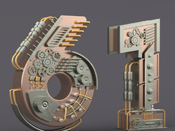 六一金属字61创意文字模型