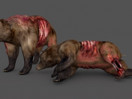 受伤的熊 死亡的熊C4D游戏角色模型 Bear macabre 3d model