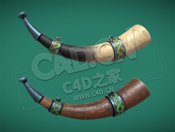 C4D牛角工艺品模型