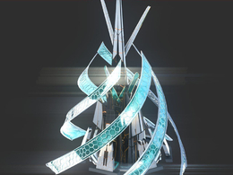 未来科幻创意摩天大楼建筑c4d模型 Sci-Fi Futuristic Future Fantasy City Building-4