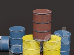 C4D金属油桶大油桶大铁皮油桶铁油桶模型 Barrel